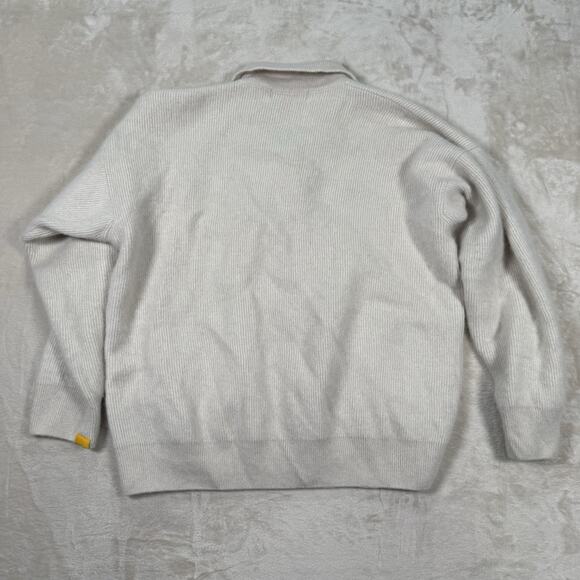 Yellow Label Co. 100% Cashmere Cardigan Button Color Oatmeal Beige Size Medium - Picture 4 of 7